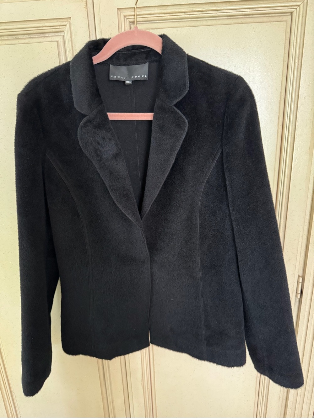 Yansi Fugel Black Plush Blazer Jacket